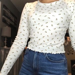 Forever 21 Long Sleeve White/ Gold Roses